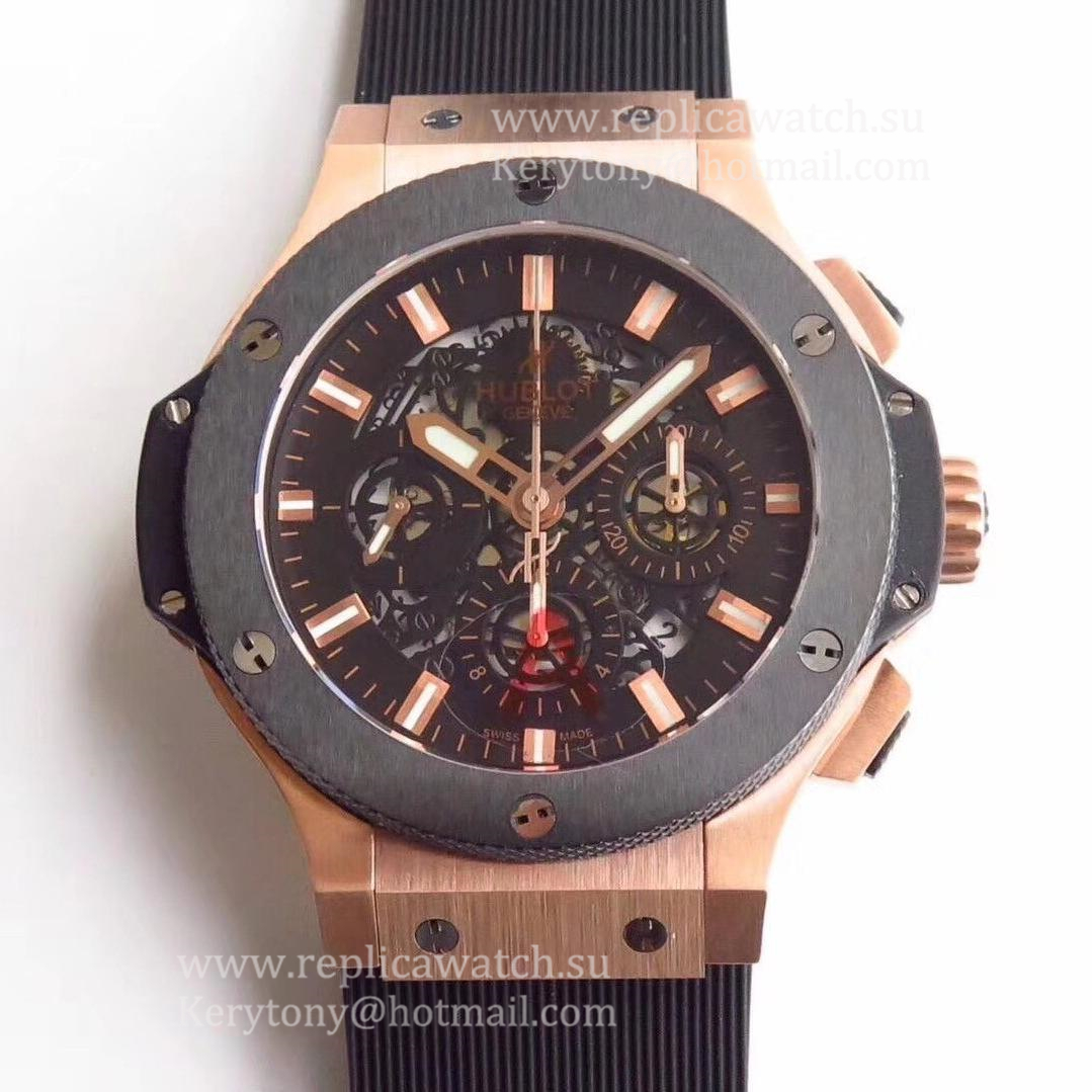 Perfect Replica Hublot Big Bang Aero Bang Gold 311.PX.1180.GR HBF Rose Gold Black Skeleton Dial HUB4100