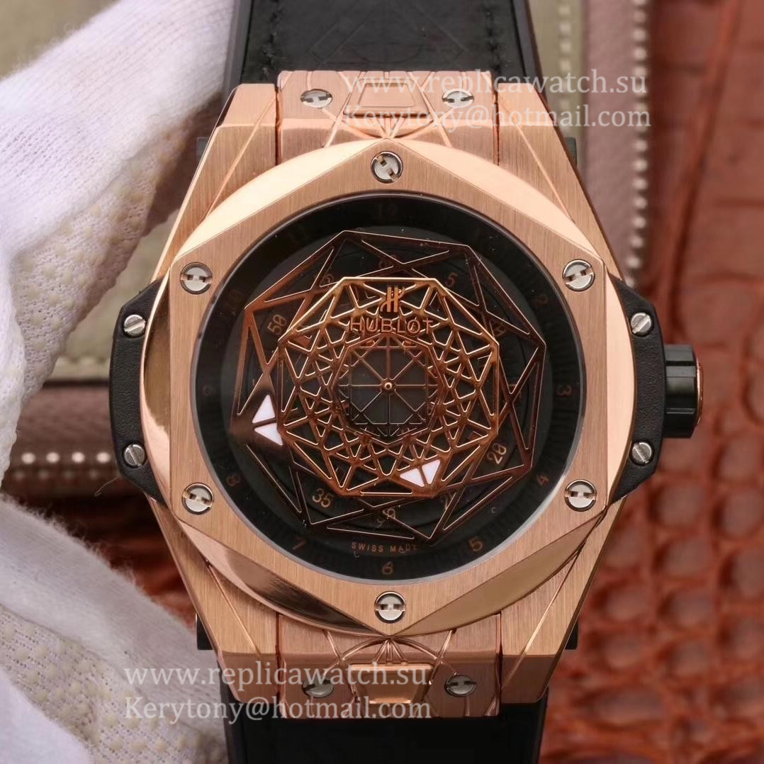 High Quality Hublot Big Bang Sang Bleu King Gold 415.OX.1118.VR.MXM17 TMF Rose Gold Black Dial HUB1213 UNICO Manufacture