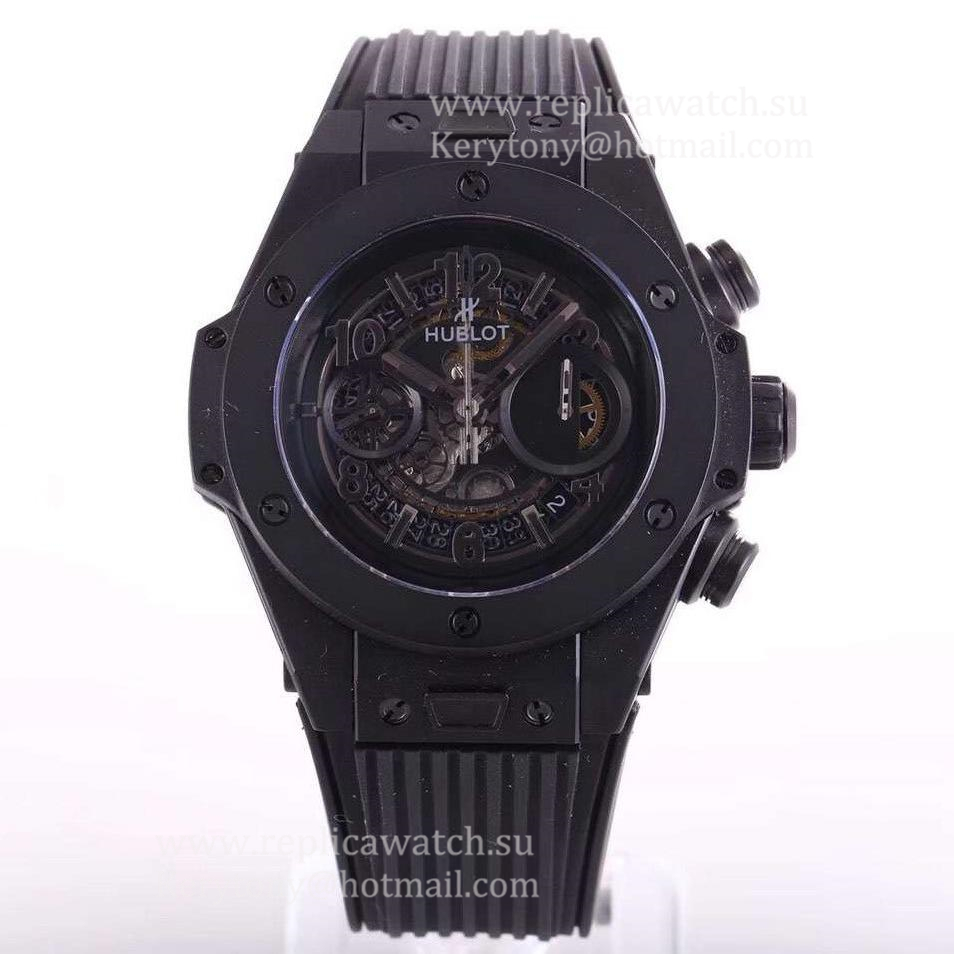 Copy Hublot Big Bang Unico All Black Sapphire 411.JB.4901.RT Noob Factory Ceramic Skeleton Dial HUB1242