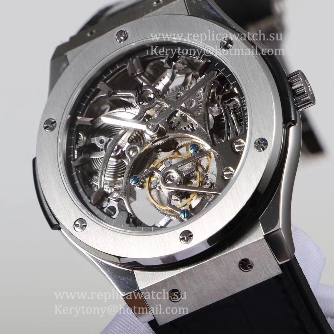 Copy Hublot Classic Fusion Cathedral Tourbillon 504.NX.0170.LR JBF SS Black Dial HUB8001
