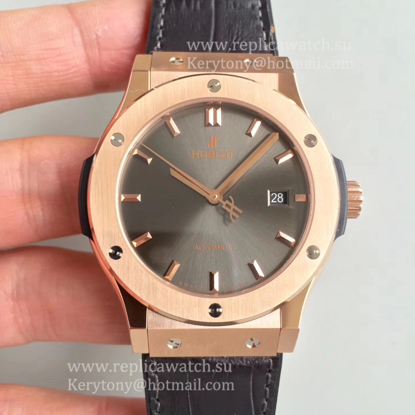 Replica Hublot Classic Fusion Grey King Gold 511.OX.7081.LR JJF Rose Gold Grey Dial HUB1112
