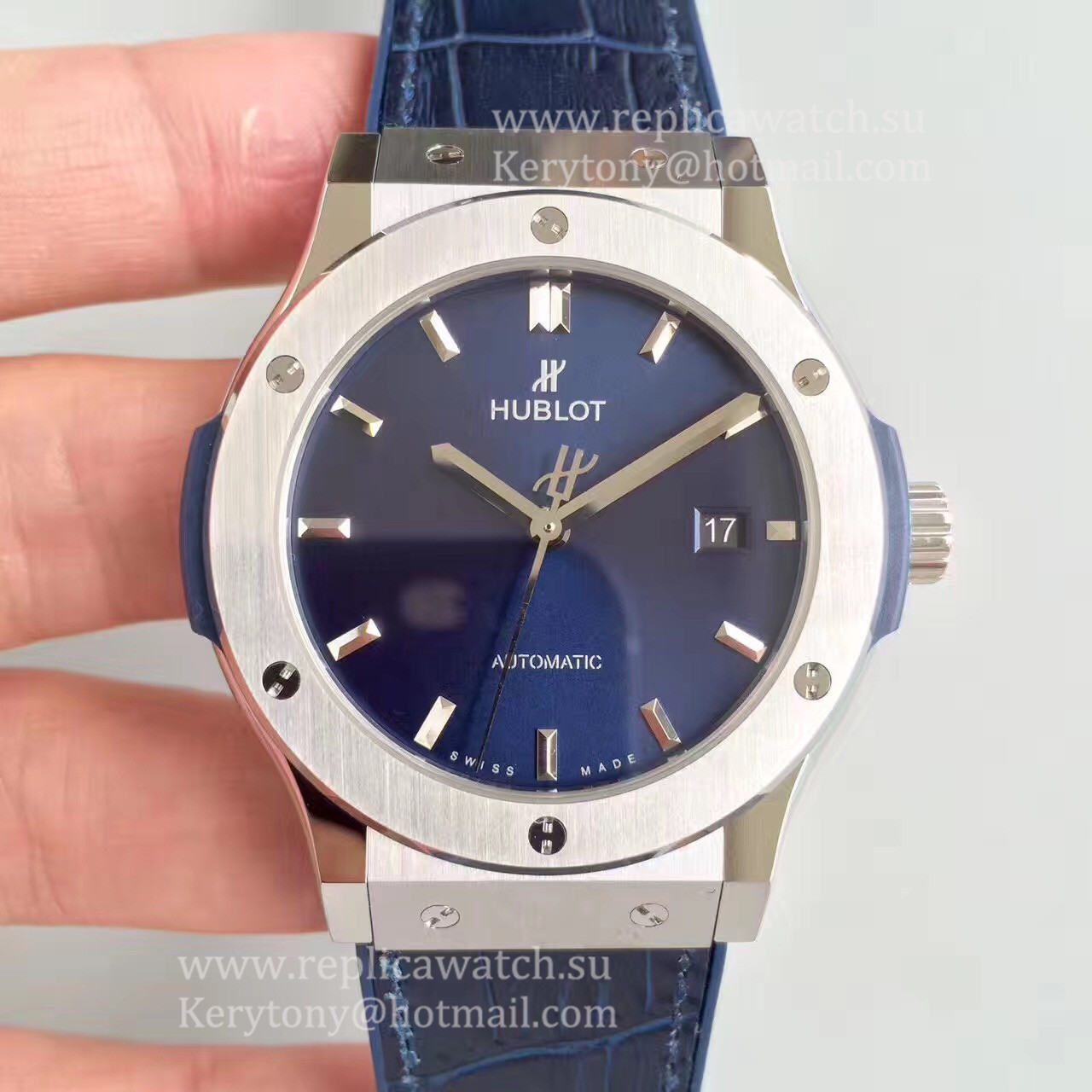 NEW Replica Hublot Classic Fusion Titanium Blue 511.NX.7170.LR JJF Titanium Blue Dial HUB1112