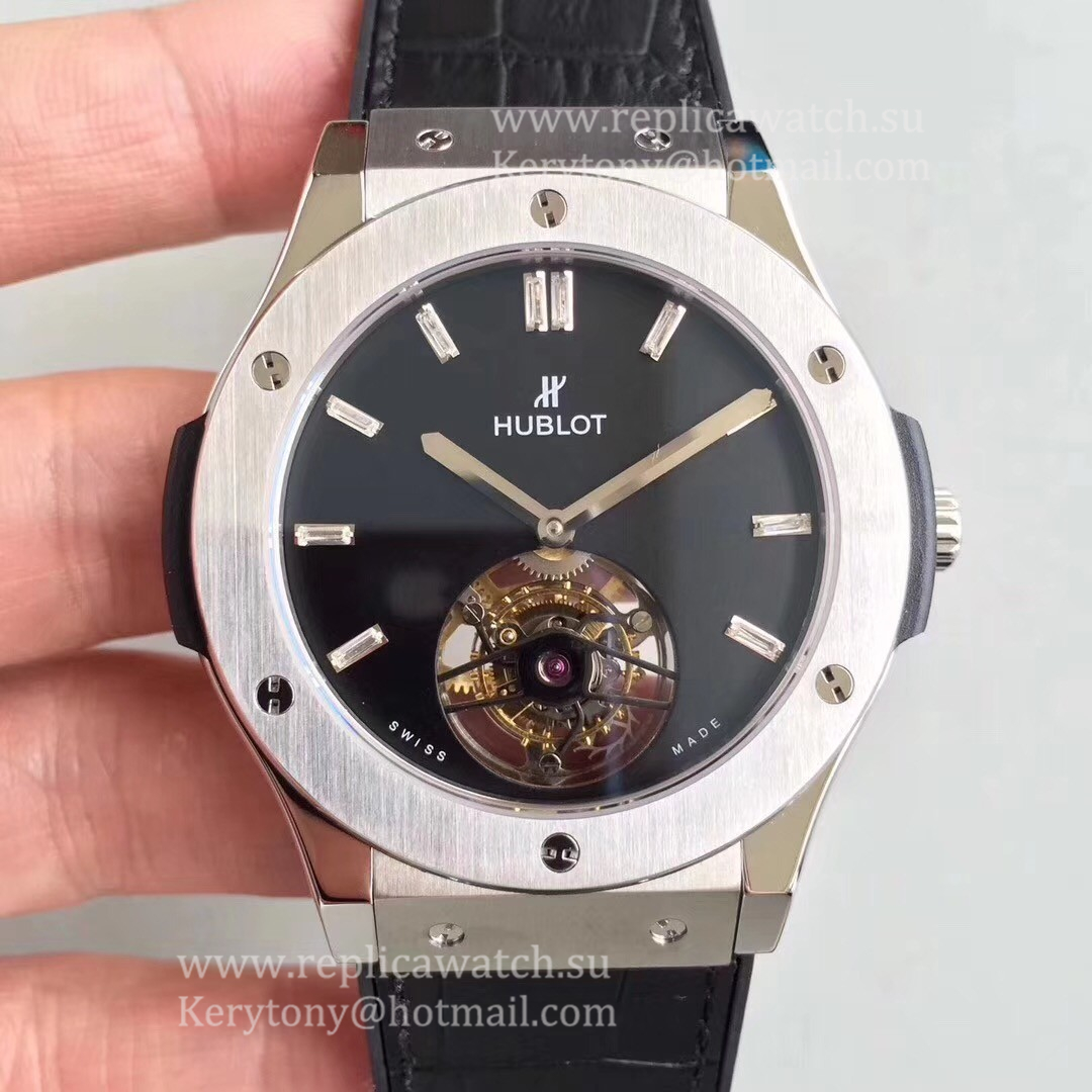 Copy Hublot Classic Fusion Tourbillon Night Out 505.CS.1270.VR TF SS Black Dial HUB6011