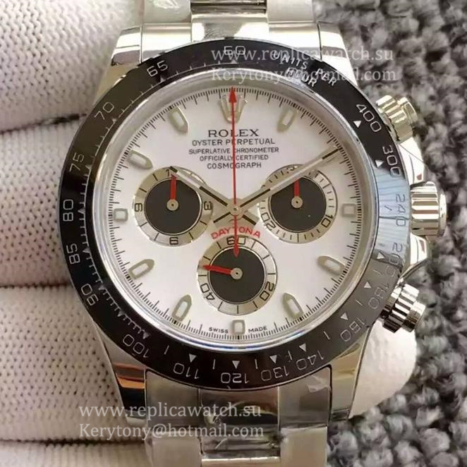 Copy R01ex Daytona  116500 LN JHF SS White Dial & Black Subdials 4130