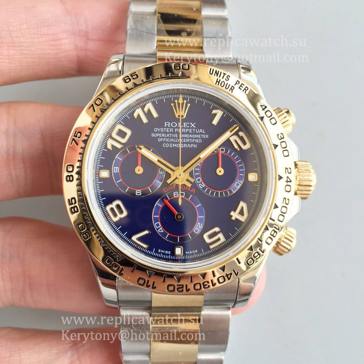 NEW Replica R01ex Daytona  116503 3AF 18K Yellow Gold Wrapped & SS 904L Blue Dial 7750