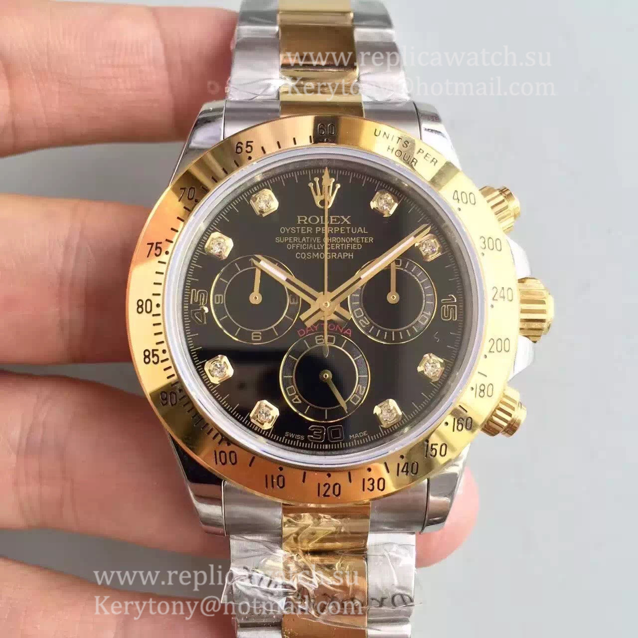 Perfect Replica R01ex Daytona  116503 JHF Yellow Gold & SS Black Dial 4130