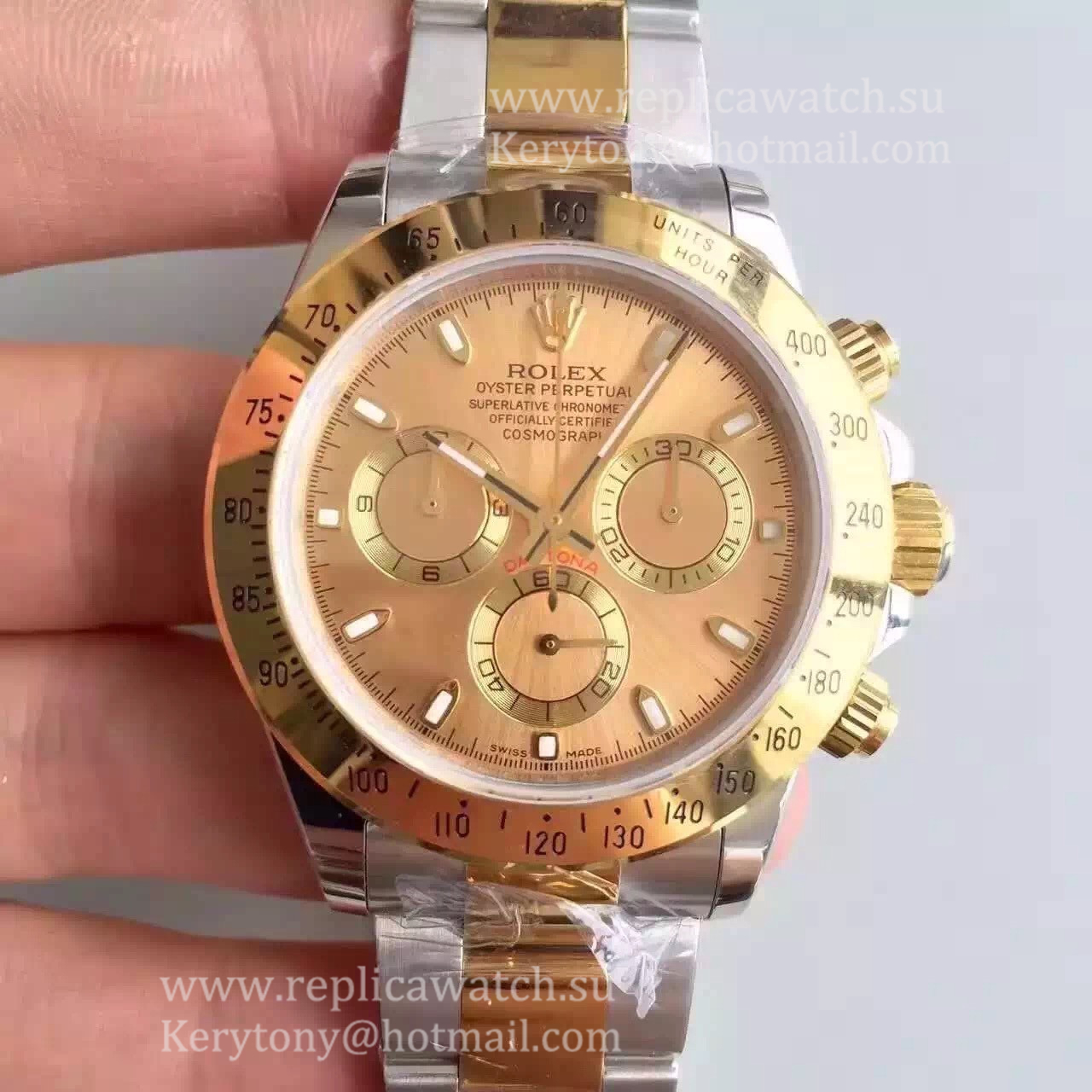 Replica R01ex Daytona  116503 JHF Yellow Gold & SS Gold Dial 4130