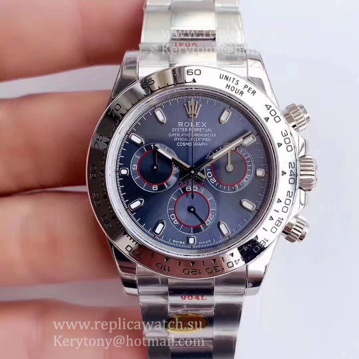 Fake R01ex Daytona  116509 2020 Noob Factory V3 SS 904L Blue Dial 4130