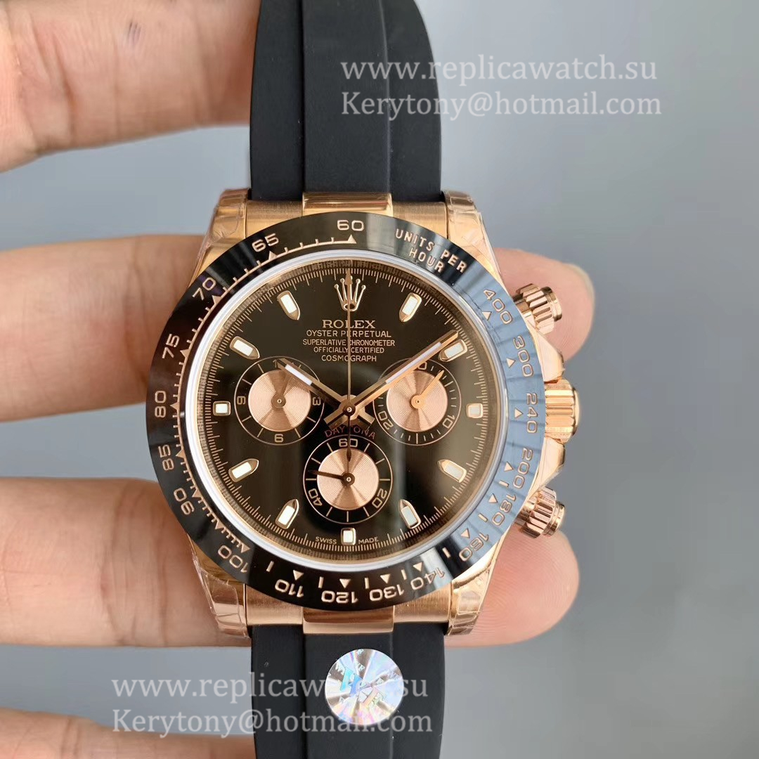 Perfect Replica R01ex Daytona  116515 LN WF 18K Rose Gold Black Dial 7750