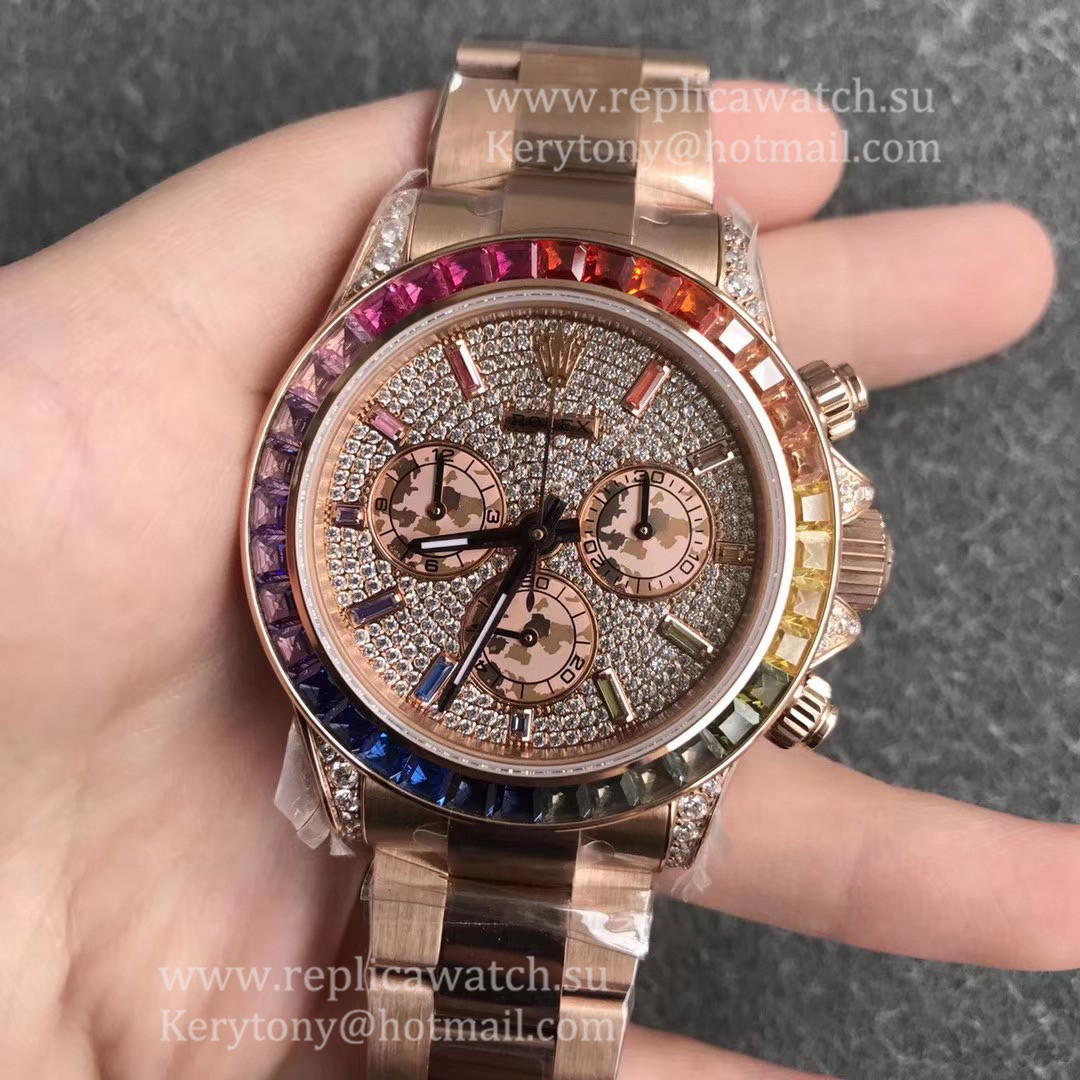 Copy R01ex Daytona  116518 LN JHF Rose Gold & D1am0nd D1am0nd Dial 4130