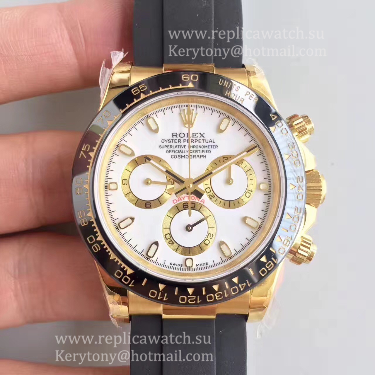 Fake R01ex Daytona  116518 LN JHF Yellow Gold White Dial 4130