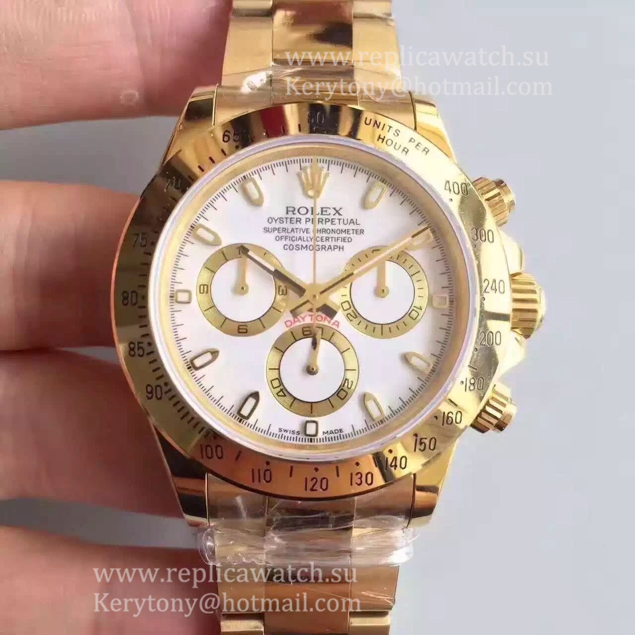 High Quality R01ex Daytona  116528 JHF Yellow Gold White Dial 4130