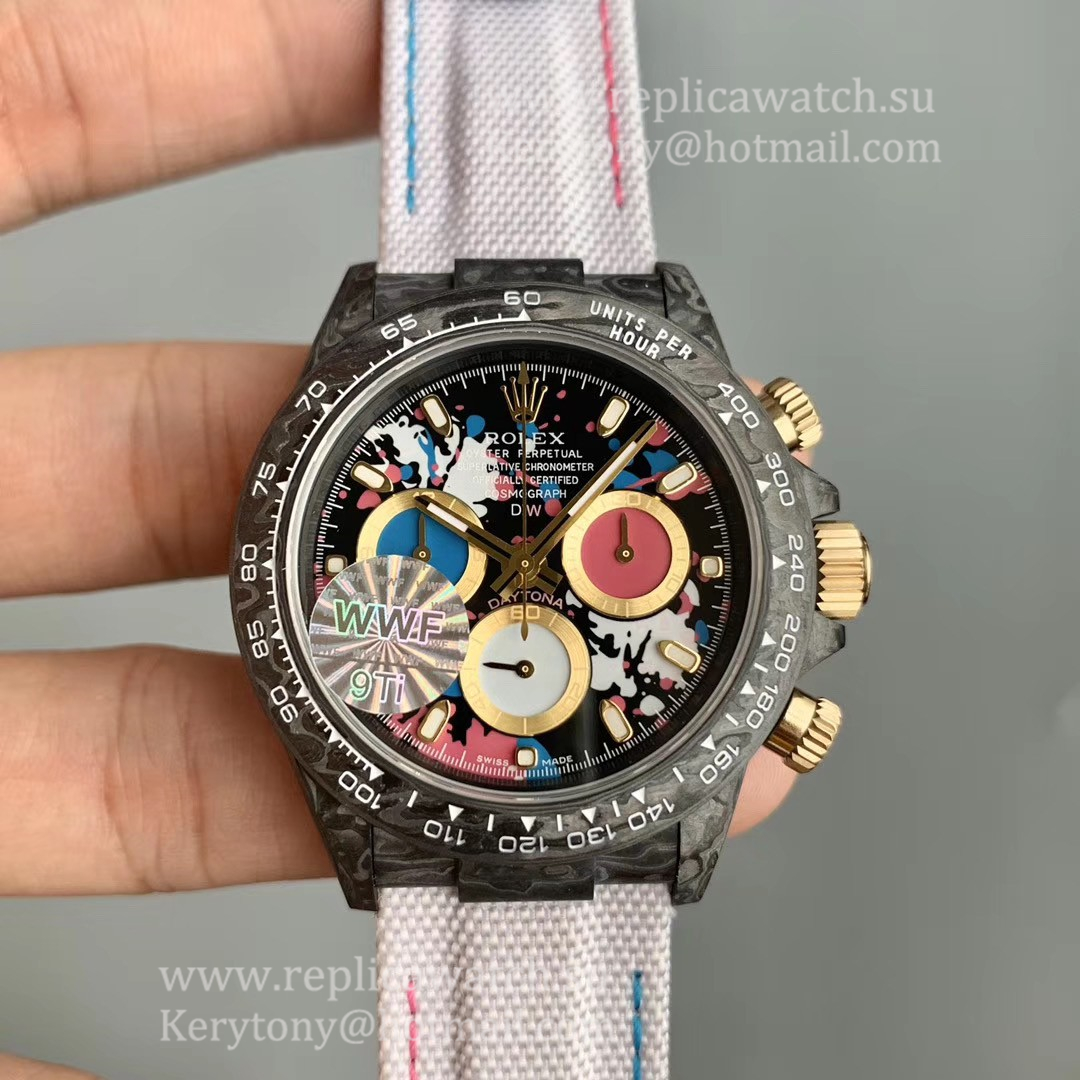 Copy R01ex Daytona  NTPT Carbon MOTLEY 2 WWF Multicolor Dial 7750