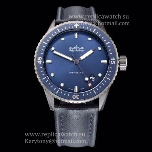 High Quality Blancpain Fifty Fathoms Bathyscaphe GF Ceramic Blue Dial 1315 (Free Strap)