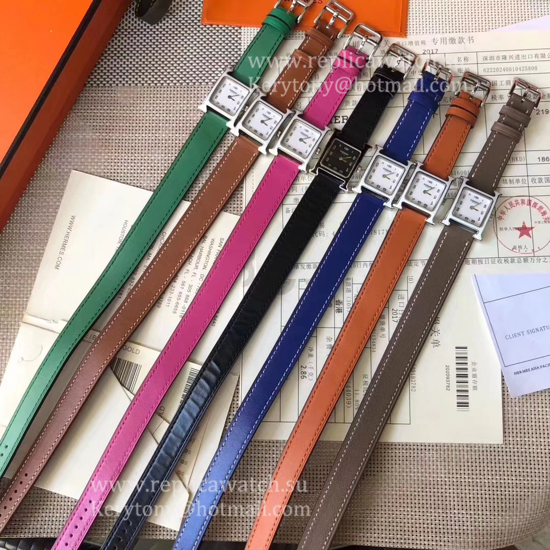 Perfect Replica H**me5 Heure H 21mm 2019 Ladies YF SS White/Black Dial Quartz (Free Box) Color Blue