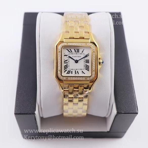 Best Price Ca*t1er Panthere Ladies WJPN0016 27mm / 22mm 8848F Yellow Gold & D1am0nd White Dial Ronda Quartz car541 22mm x 30mm x 6mm