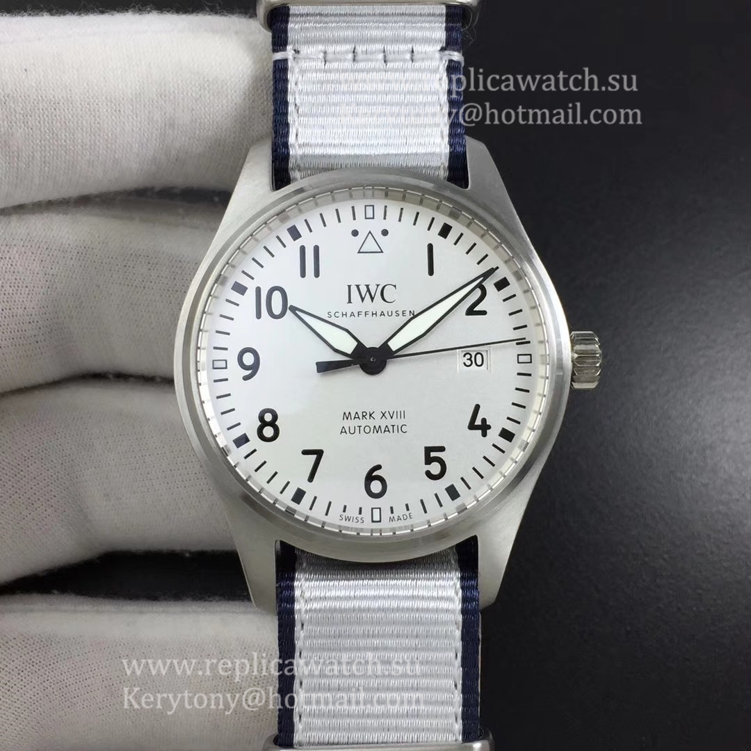 Perfect Replica IWC Pilot Mark XVIII IW327002 M+F SS White Dial 35111