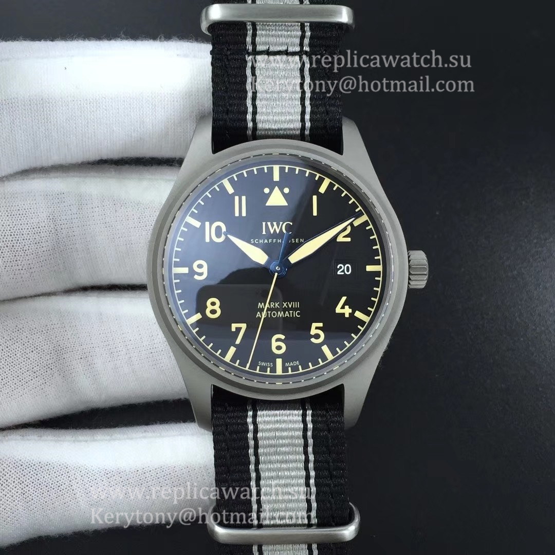 Fake IWC Pilot Mark XVIII IW327006 M+F Titanium Black Dial 35111
