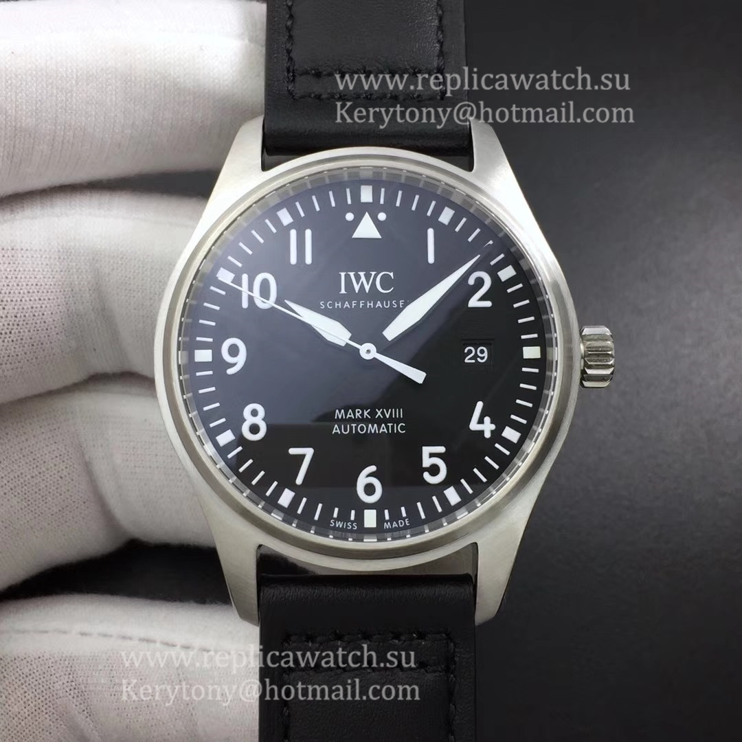 Best Price IWC Pilot Mark XVIII IW327009 M+F SS Black Dial 35111