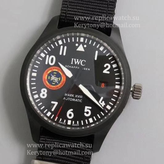 Copy IWC Pilot Mark XVIII TOPGUN SFTI M+F Ceramic Black Dial 35111