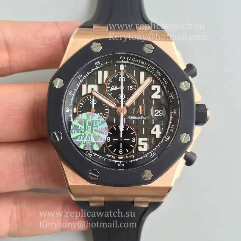 Shop Audemars P1g*et Royal Oak Offshore 25940O.OO.D002CA.01 JF V5 Rose Gold & Ceramic Grey Dial 7750