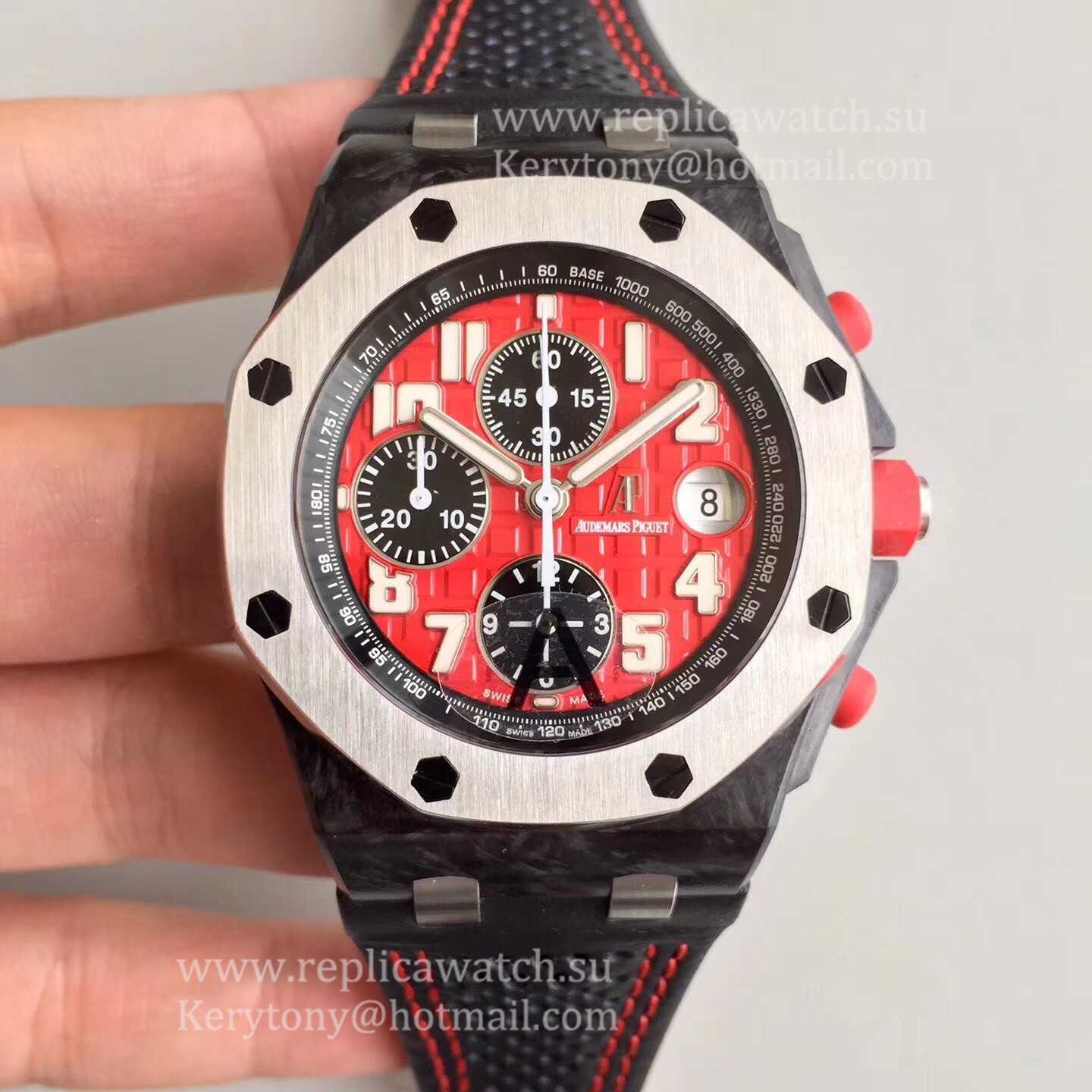 High Quality Audemars P1g*et Royal Oak Offshore Singapore GPF F1 26190OS.OO.D003CU.01 JF V2 Forged Carbon Red Dial 7750