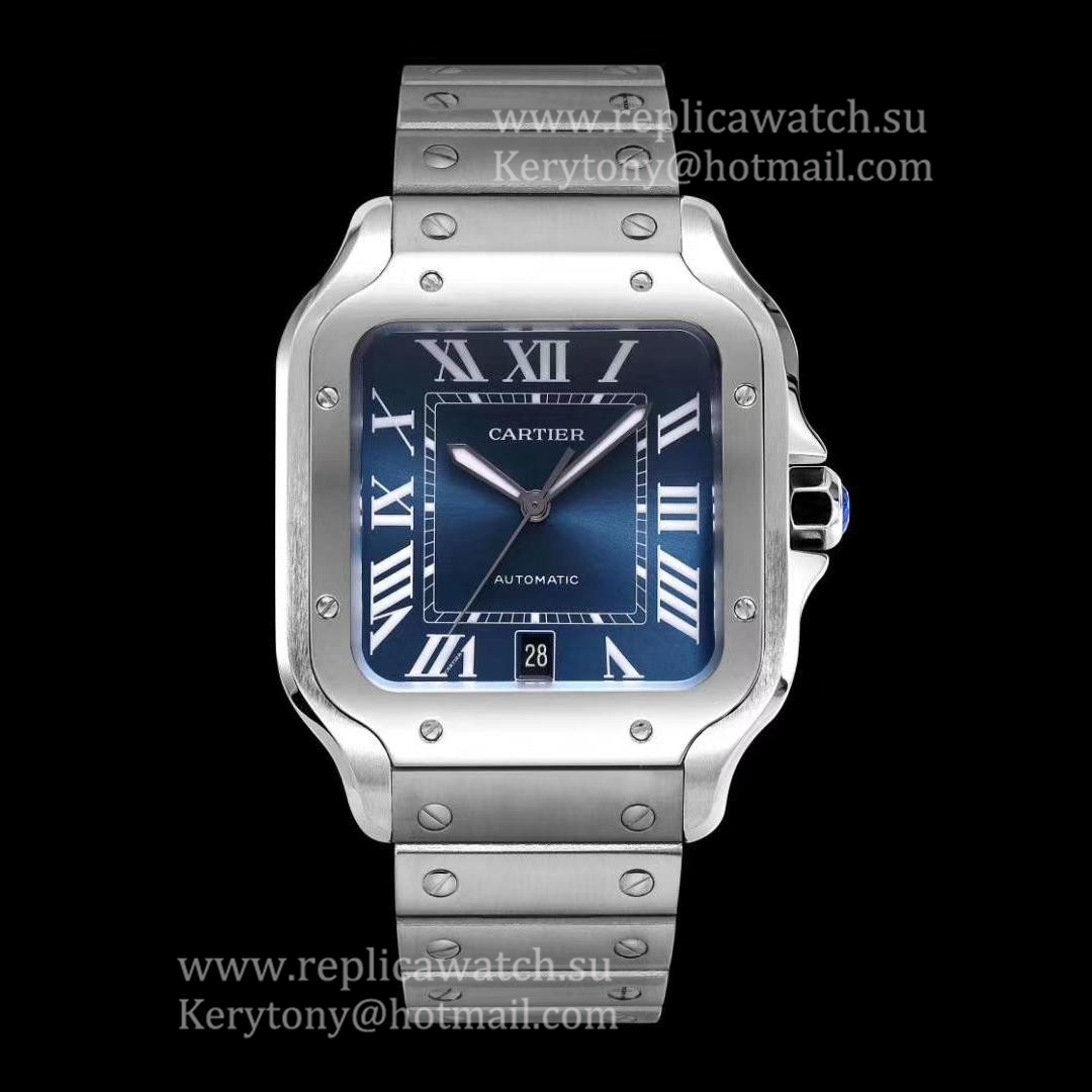 Fake Ca*t1er Santos WSSA0013 2019 KORF V2 40mm SS Blue Dial M9015 (Free Strap)