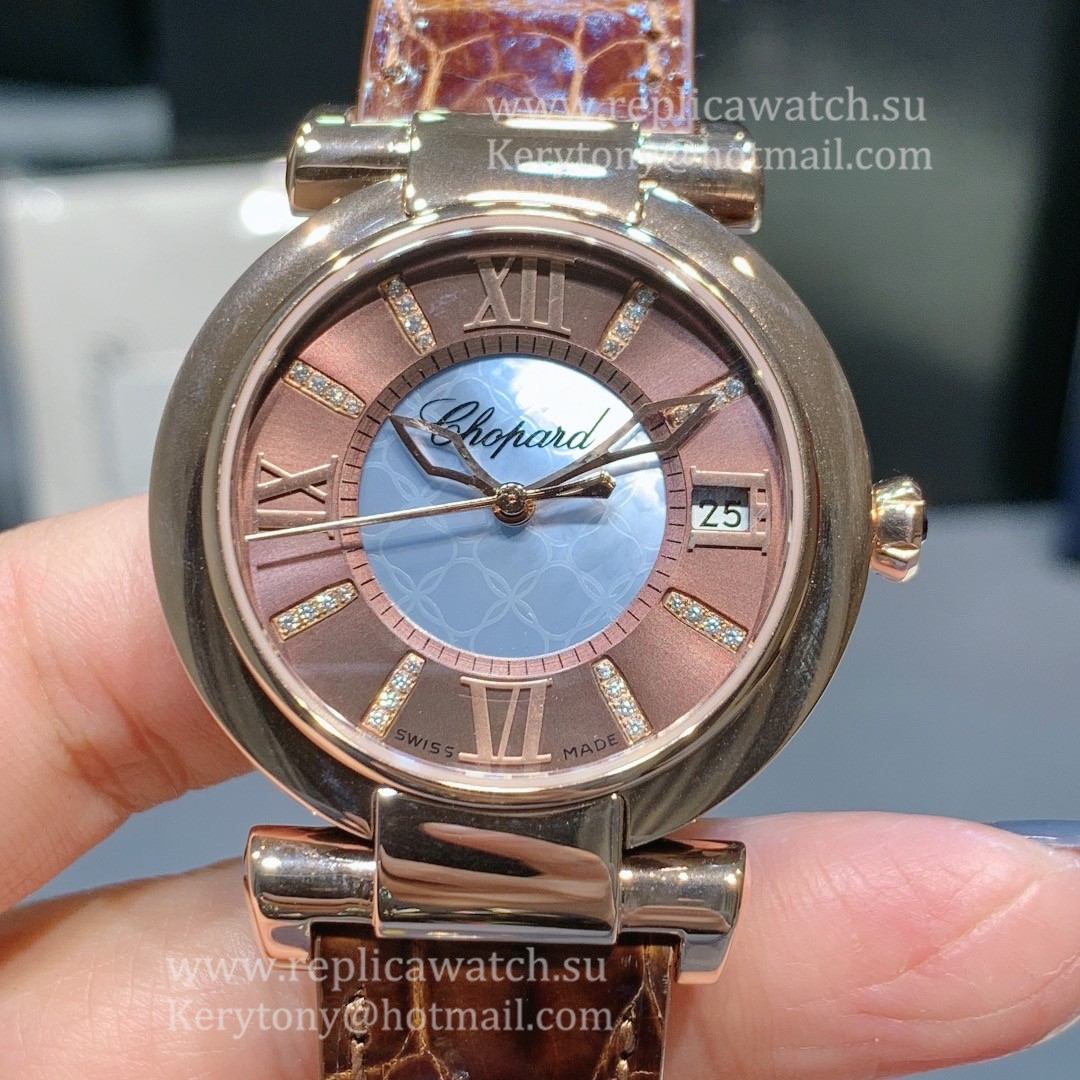 Copy Chopard Imperiale Ladies 29mm YF Yellow Gold Brown Dial M9015 (Free Box)