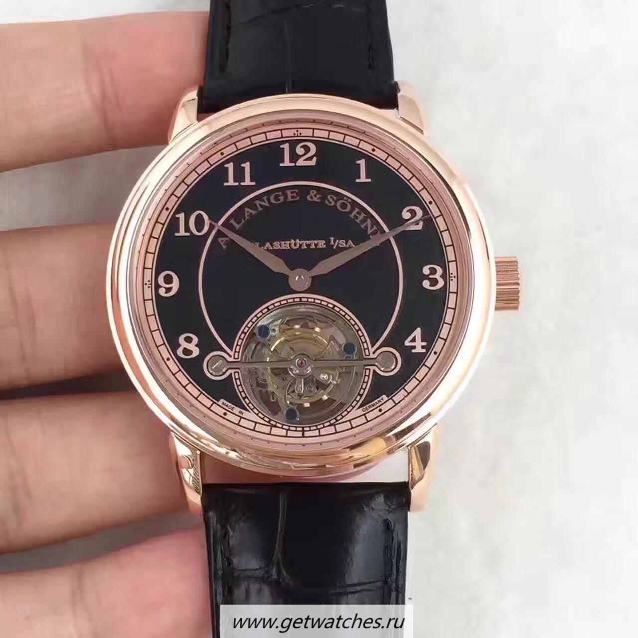 Perfect Replica A. Lange & Sohne 1815 Tourbillon 730.032 LHF Rose Gold Black Dial L102.1