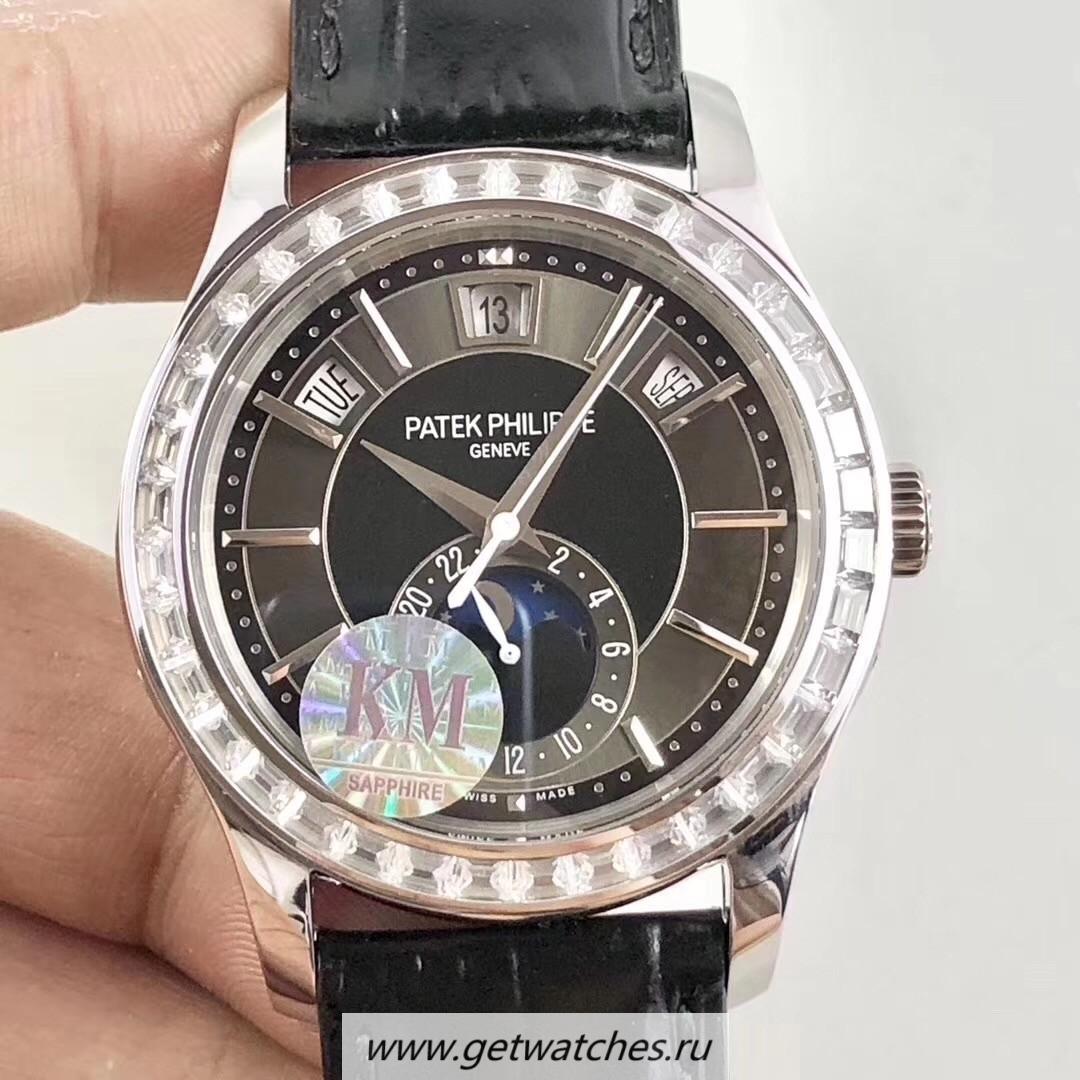 Perfect Replica Pat*k Phi1i*pe Annual Calendar 5205G-010 KMF SS & D1am0nds Black Dial 324SQALU 24H/206