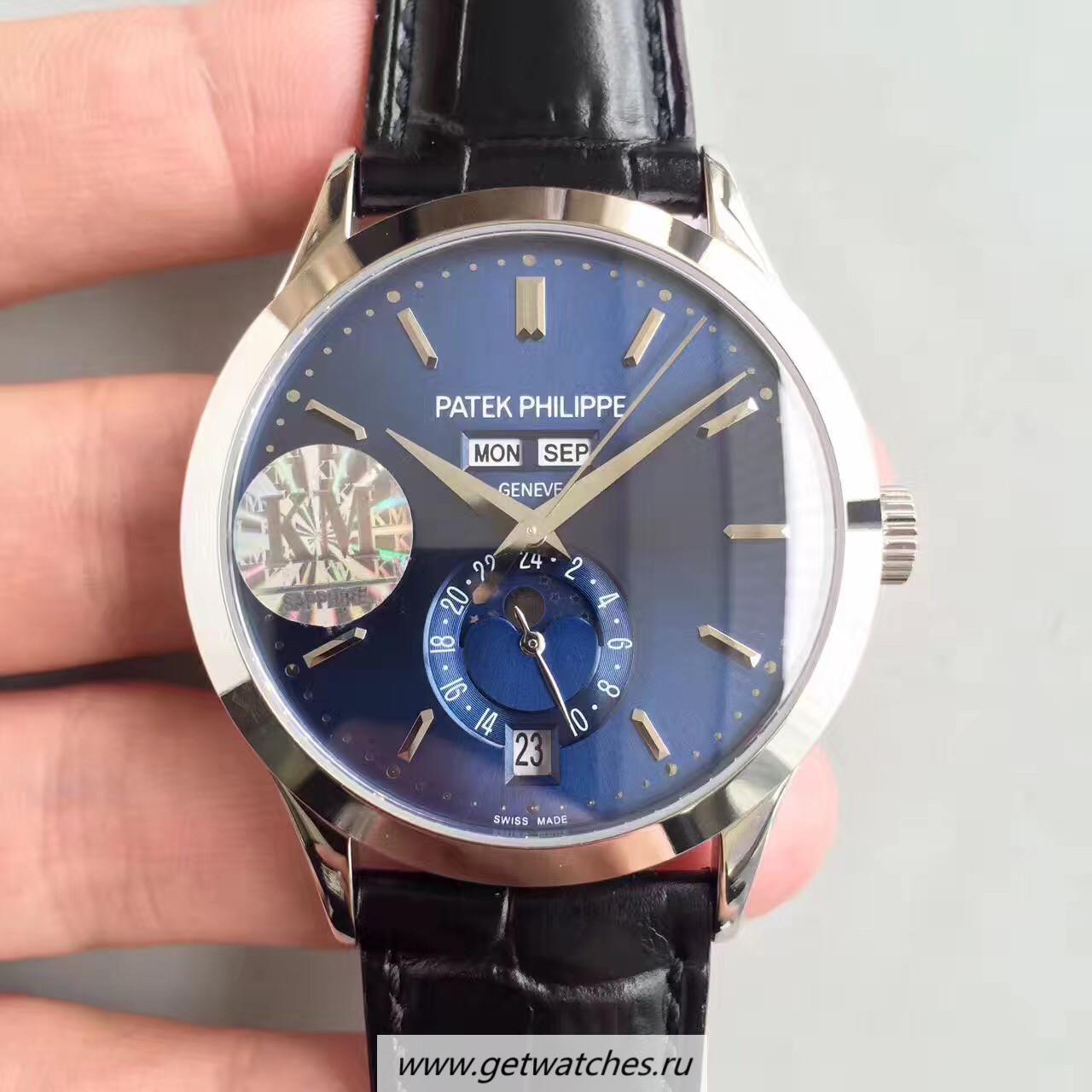 Copy Pat*k Phi1i*pe Annual Calendar 5396G KMF SS Blue Dial 324S