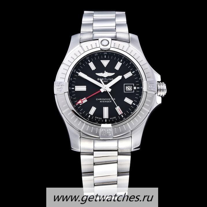 Perfect Replica Breitling Avenger GMT 45mm GF SS Black Dial 2836