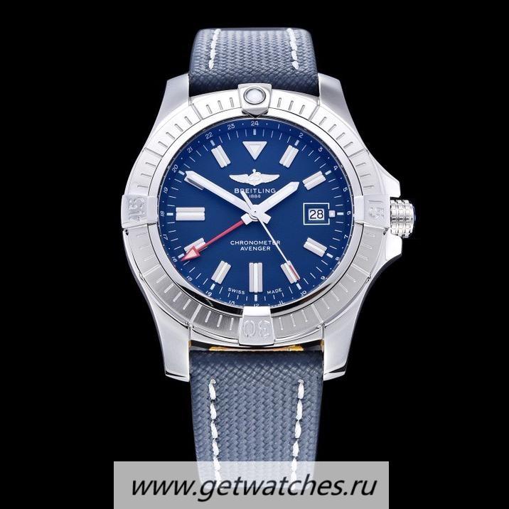 Fake Breitling Avenger GMT 45mm GF SS Blue Dial Blue Nylon Strap 2836