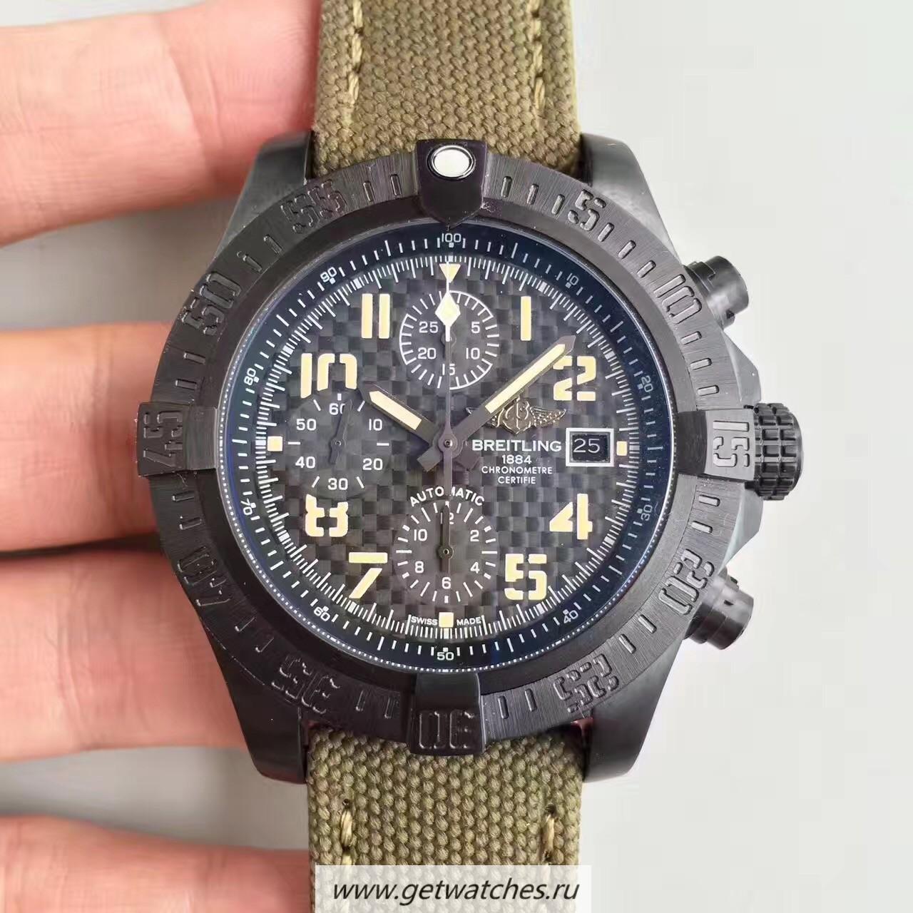 Copy Breitling Avenger II USA Military Limited Edition M133715N Noob Factory PVD Carbon Fiber Dial 7750