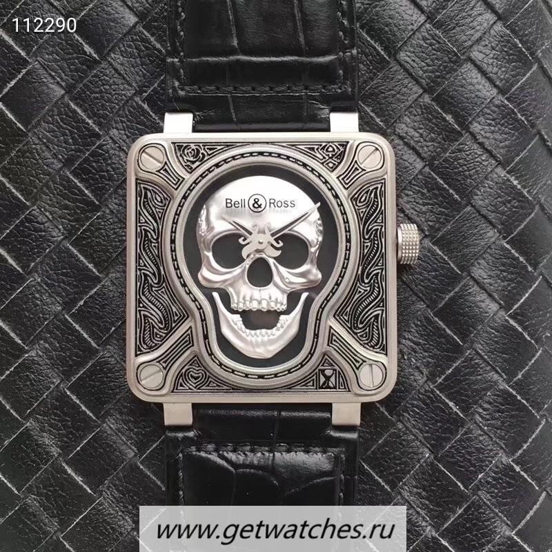 Shop Bell & Ross BR-01 Burning Skull Noob Factory Silver Skull Dial M9015