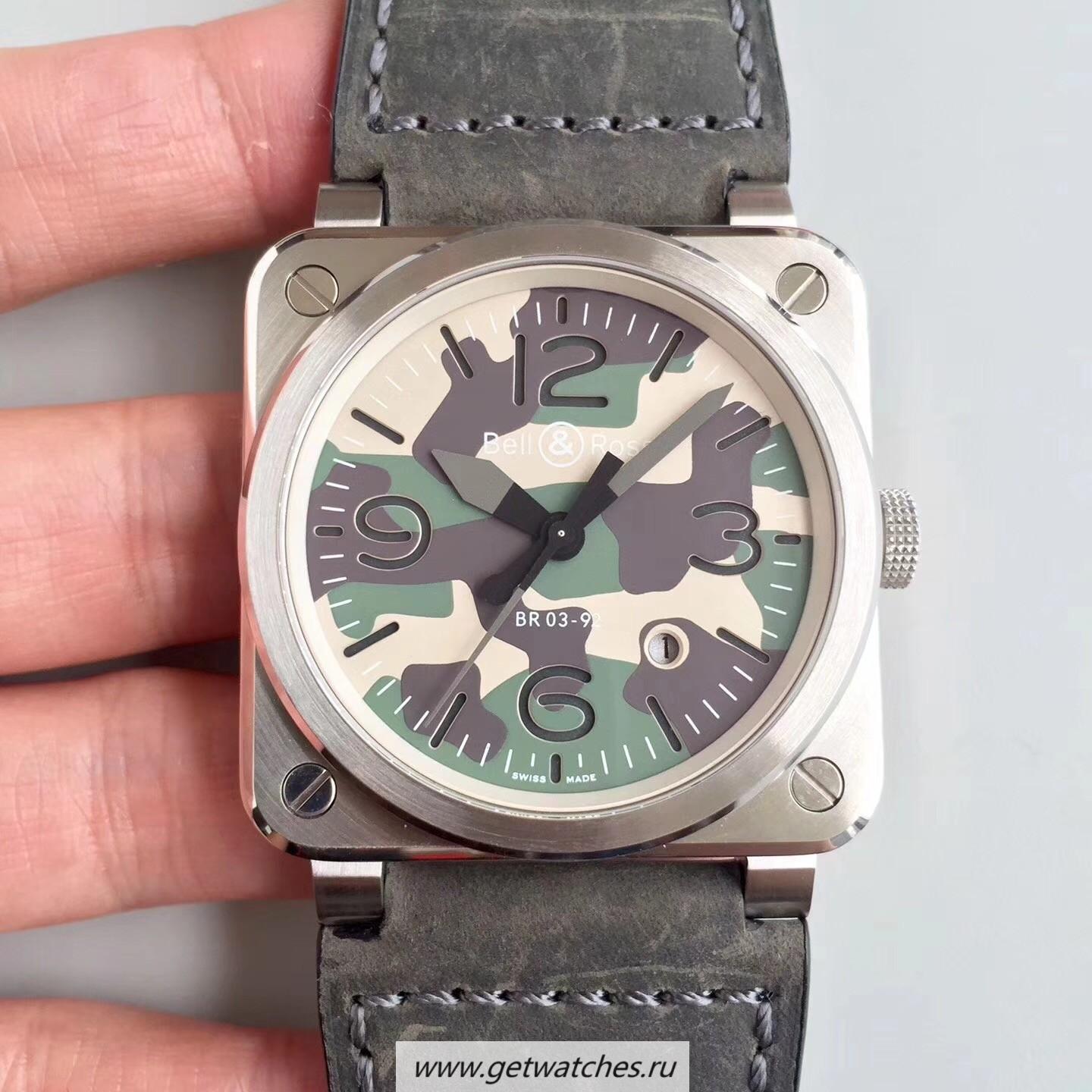 NEW Replica Bell & Ross BR 03-92 Black Camo BRF SS Grey Safari Dial M9015
