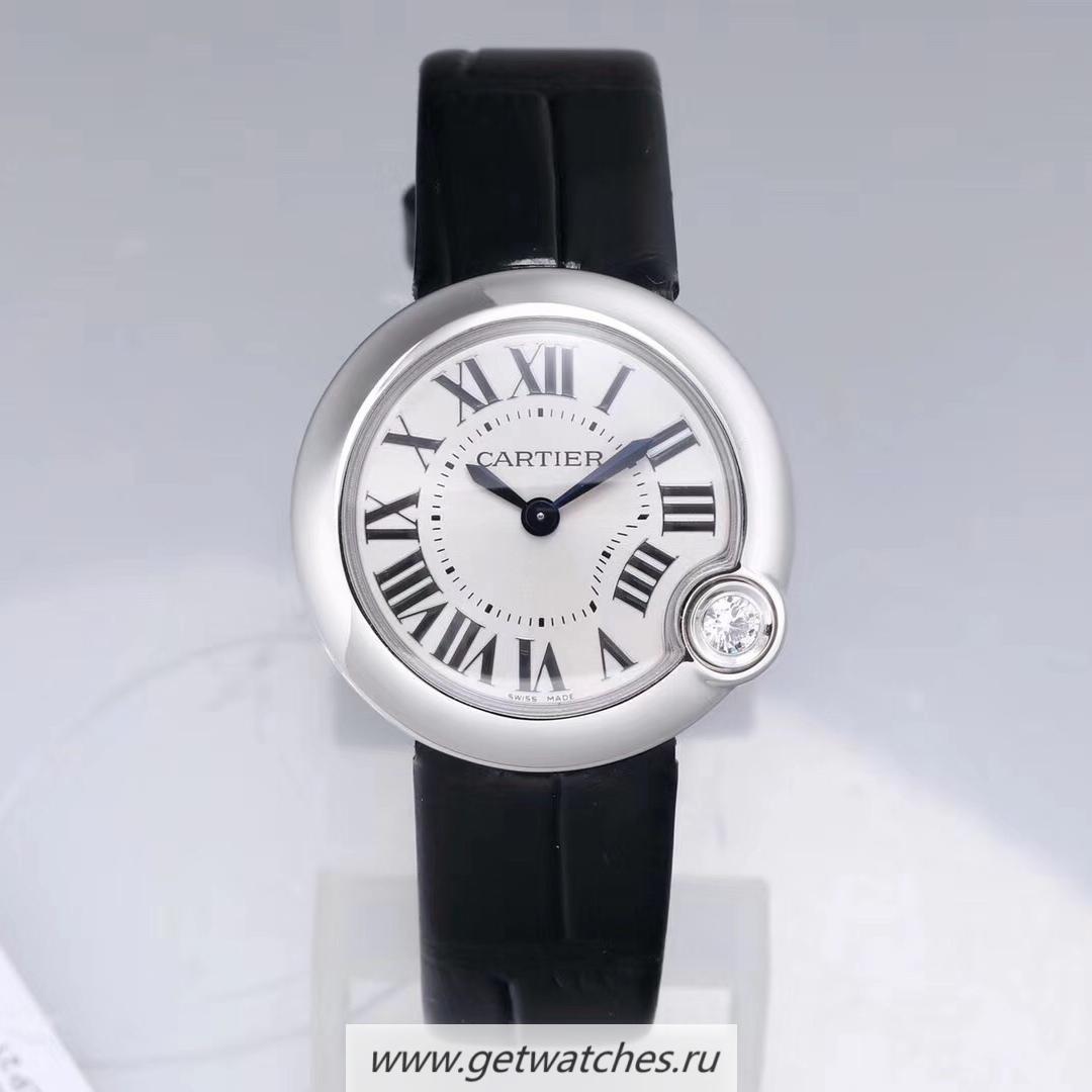 High Quality Ca*t1er Ballon Blanc 30mm PF SS Silver Dial Ronda Quartz