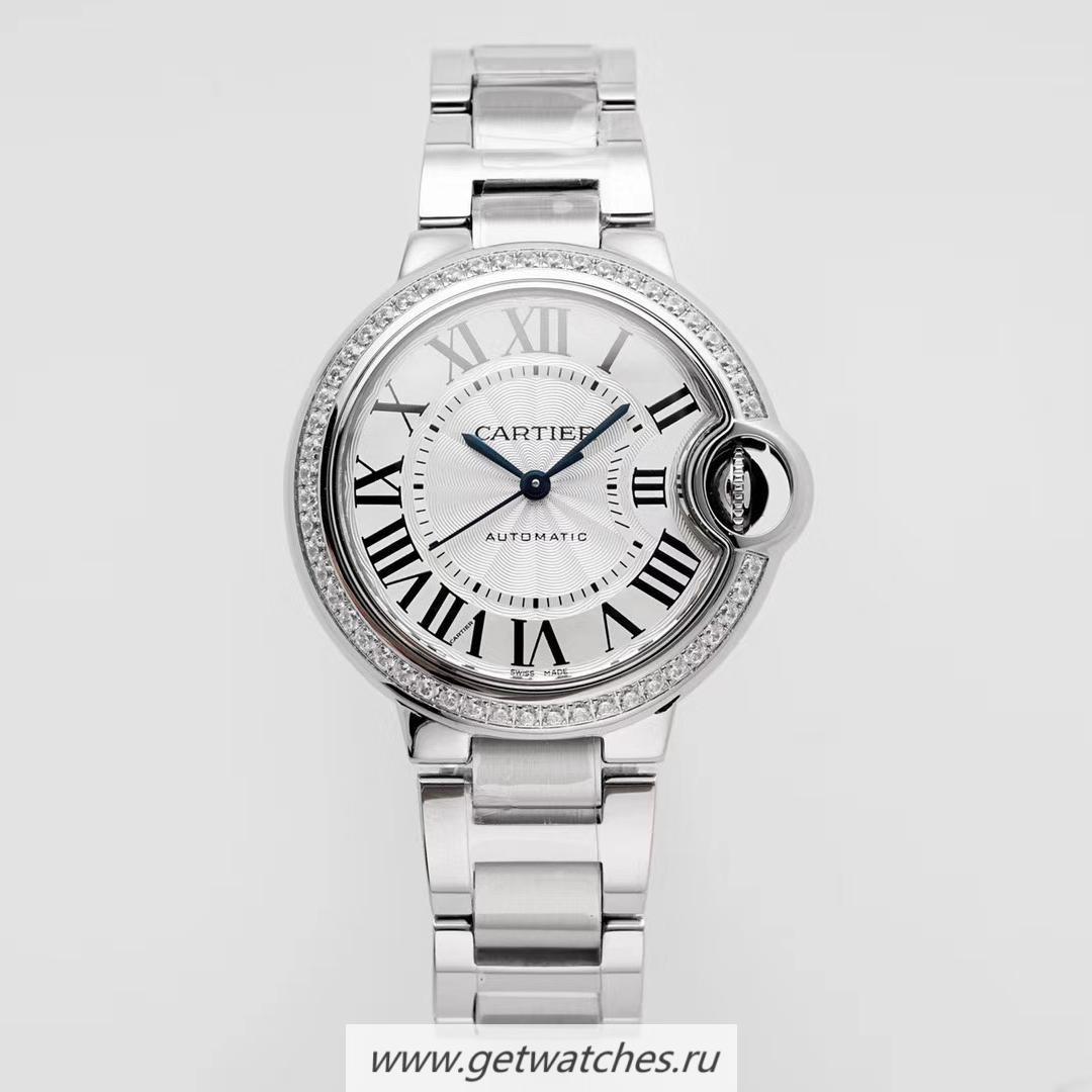 Fake Ca*t1er Ballon Bleu 33mm AF SS & D1am0nds Silver Dial Seiko NH05A
