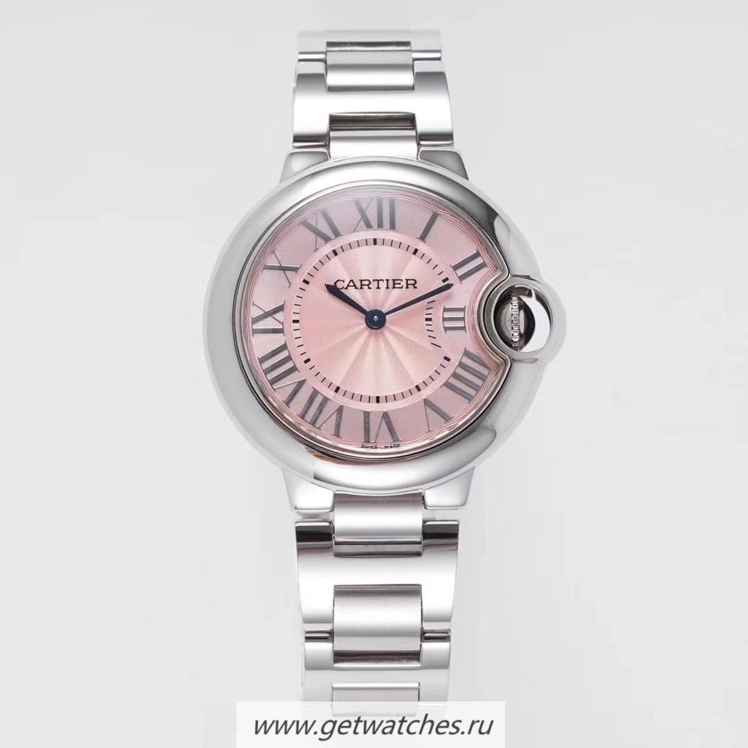 Replica Ca*t1er Ballon Bleu 33mm AF V2 SS Pink Dial Ronda Quartz