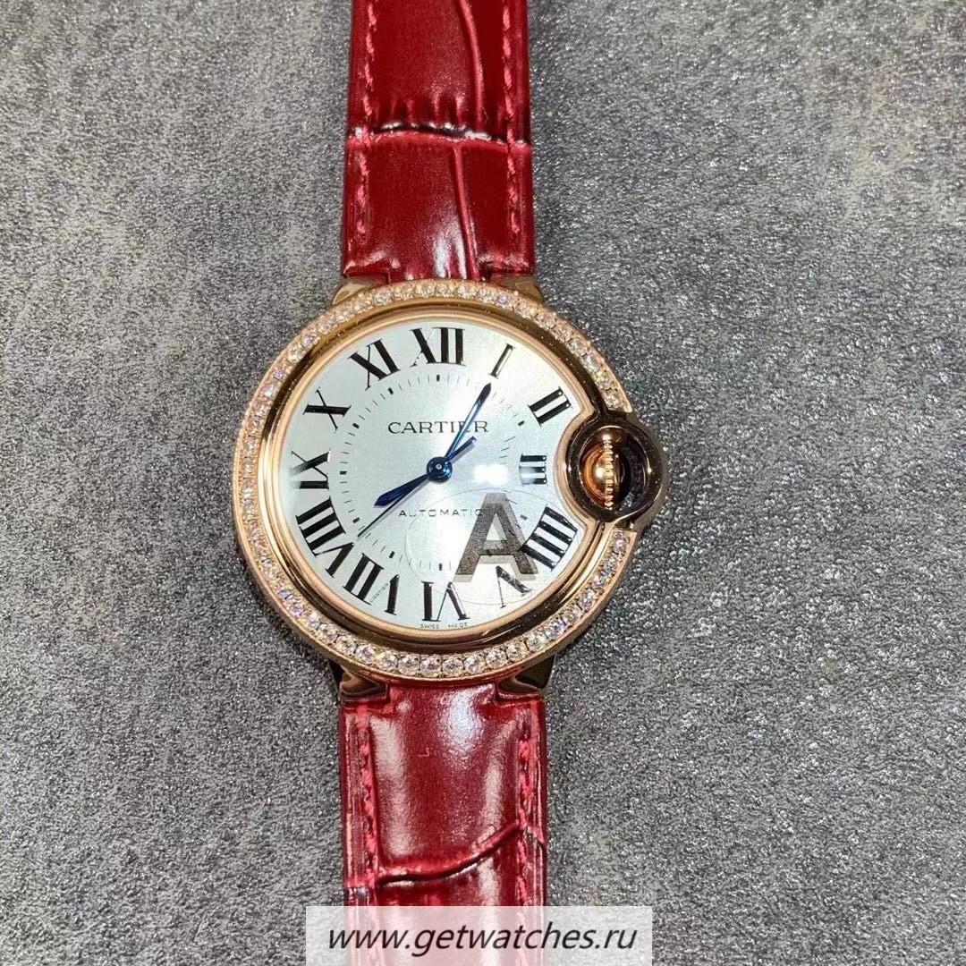 Shop Ca*t1er Ballon Bleu 33mm V6F Rose Gold & D1am0nd Silver Dial Seiko NH05A