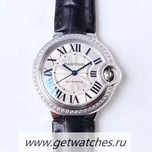 Perfect Replica Ca*t1er Ballon Bleu 33mm W4BB0016 TWF SS & D1am0nds Silver Dial Seiko NH05A