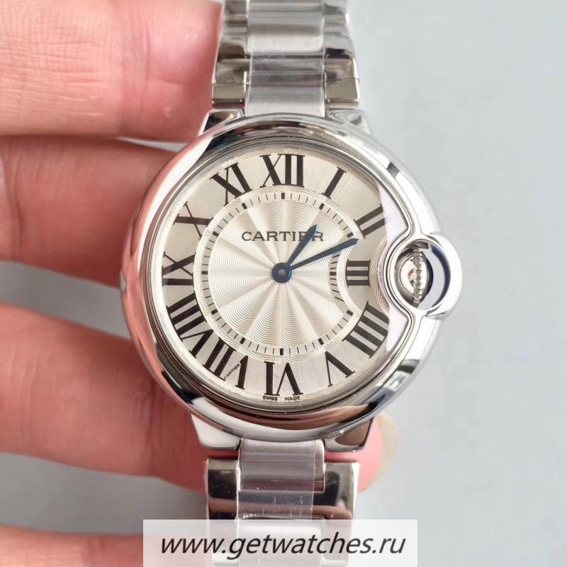 NEW Replica Ca*t1er Ballon Bleu 33mm W6920084 TWF SS Silver Dial Ronda Quartz