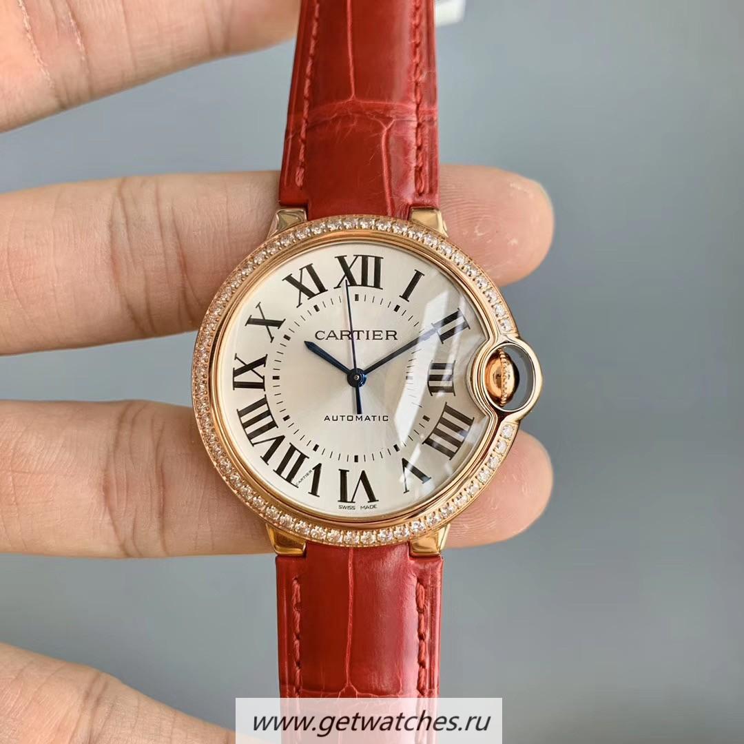 NEW Replica Ca*t1er Ballon Bleu 33mm WJBB0033 V6F Rose Gold & D1am0nds Silver Dial Seiko NH05A