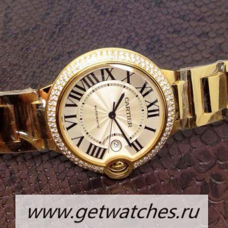 Replica Ca*t1er Ballon Bleu 36mm Yellow Gold Silver Dial 2688