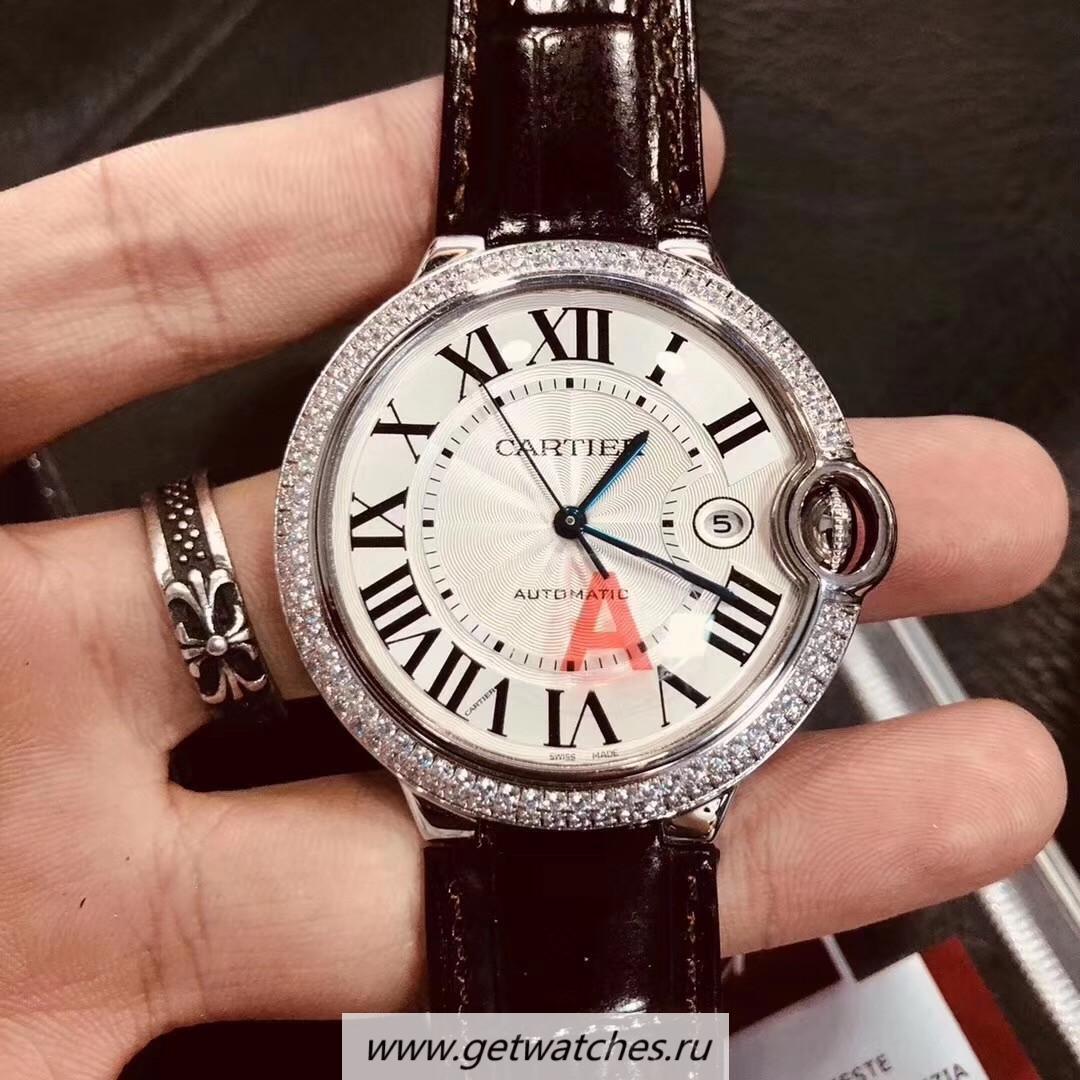 NEW Replica Ca*t1er Ballon Bleu 42mm V6F SS & D1am0nds Silver Dial Seiko NH05A