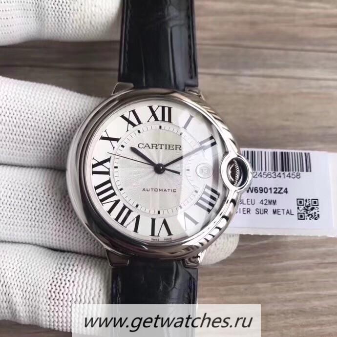 Fake Ca*t1er Ballon Bleu 42mm W69016Z4 CRF SS Silver Dial 2824