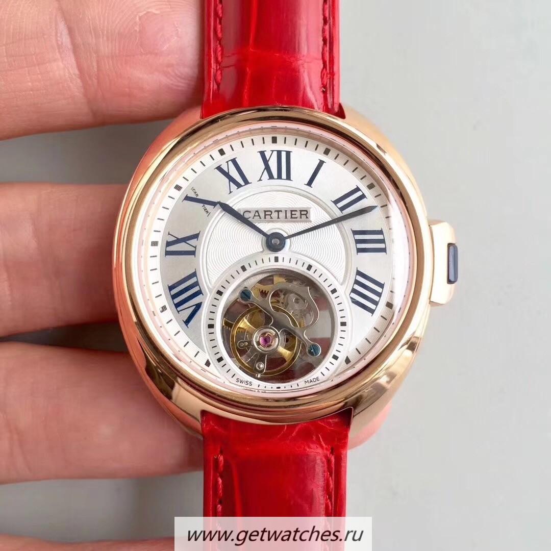 Fake Ca*t1er Ballon Bleu Flying Tourbillon HPI00716 39mm TF Rose Gold White Dial 9452MC