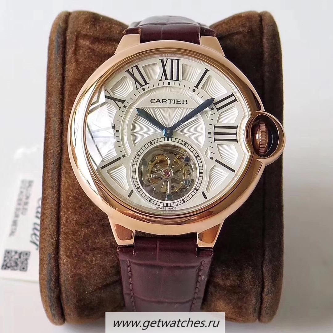 Best Price Ca*t1er Ballon Bleu Flying Tourbillon W6920001 Noob Factory Rose Gold Silver Dial 9452MC