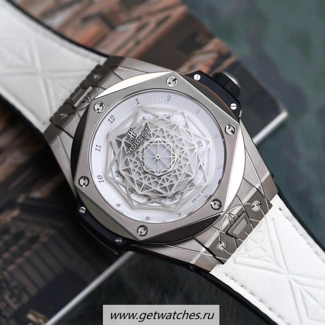 Shop Hublot Big Bang Unico Sang Bleu HRF Titanium White Dial HUB1213