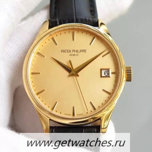 Copy Pat*k Phi1i*pe Calatrava 5227 Yellow Gold Gold Dial 324SC